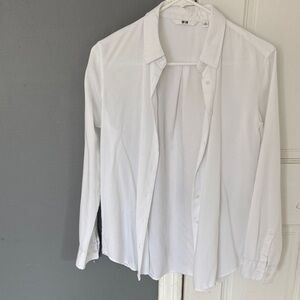 Uniqlo White Men's Long-Sleeve Button Shirt
